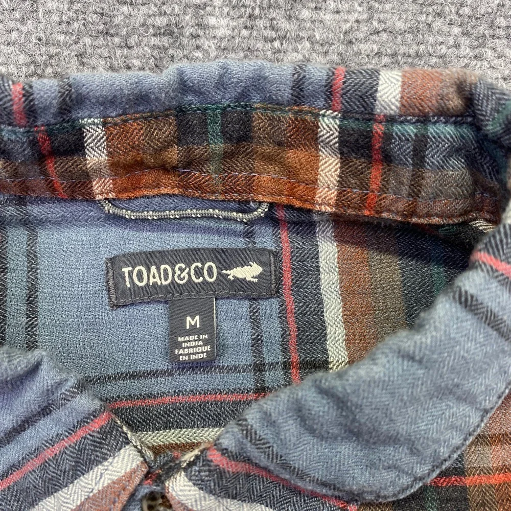 Toad&Co Mens Airsmyth LS‎ Shirt Blue Orange Plaid Flannel T2241915 Sz M Outdoor